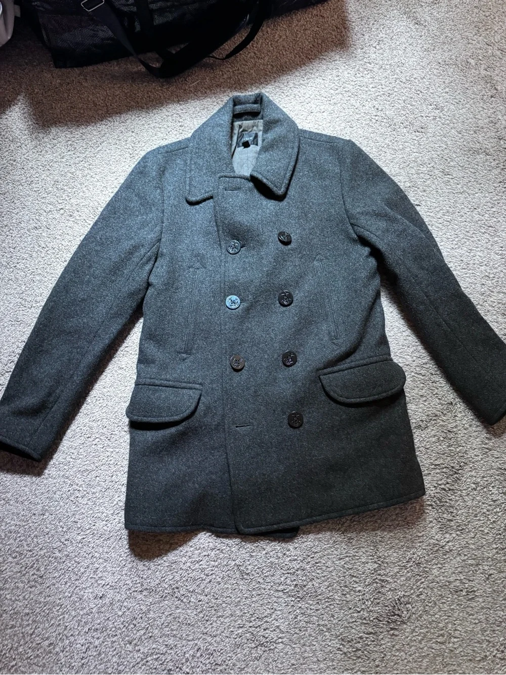 J. Crew Men's Double-Breasted Peacoat in Charcoal